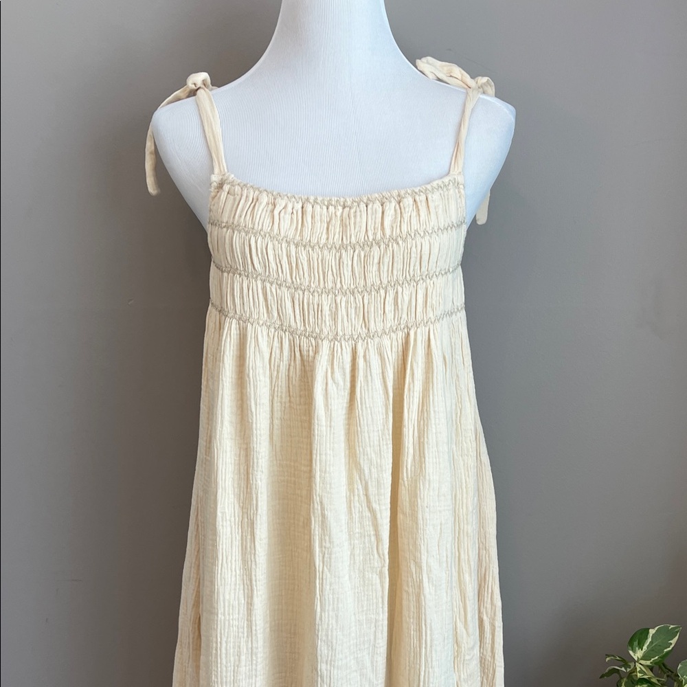 Women's Cream Maxi Sundress with Smocked Bodice - Picture 2 of 9